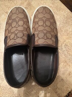Coach Men’s Brown Signature Jacquard Slip-On Loafers